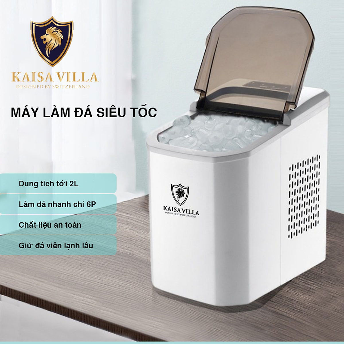 Máy Làm Đá Viên Tự Động KAISA VILLA JD-8076 Thời Gian 6 Phút  Dung Tích 2L Công Suất 105W - Hàng Chính Hãng