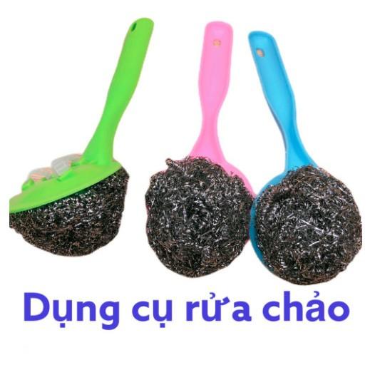 Dụng Cụ Cọ Cửa Chảo Xong Nồi Inox Có Tay Cầm Siêu Tiện Lợi