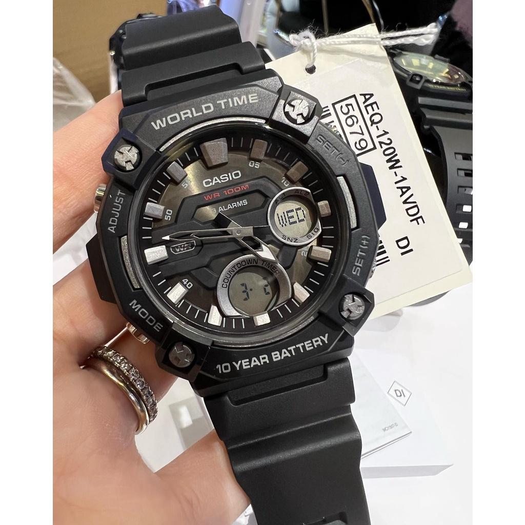 Đồng Hồ Nam Dây Nhựa Casio Standard AEQ-120W-1AVDF Chính Hãng - AEQ-120W-1A Pin 10 Năm