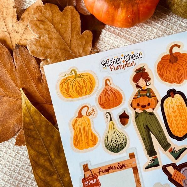Sticker sheet pumpkin - chuyên dán, trang trí sổ nhật kí, sổ tay | Bullet journal sticker - unim058