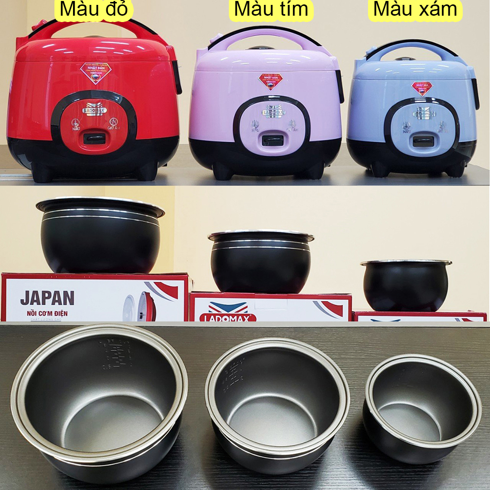 Nồi cơm điện tròn 1.8L Ladomax HA-7418 lòng niêu nấu cơm mềm và không cơm cháy, có xửng hấp - Hàng chính hãng