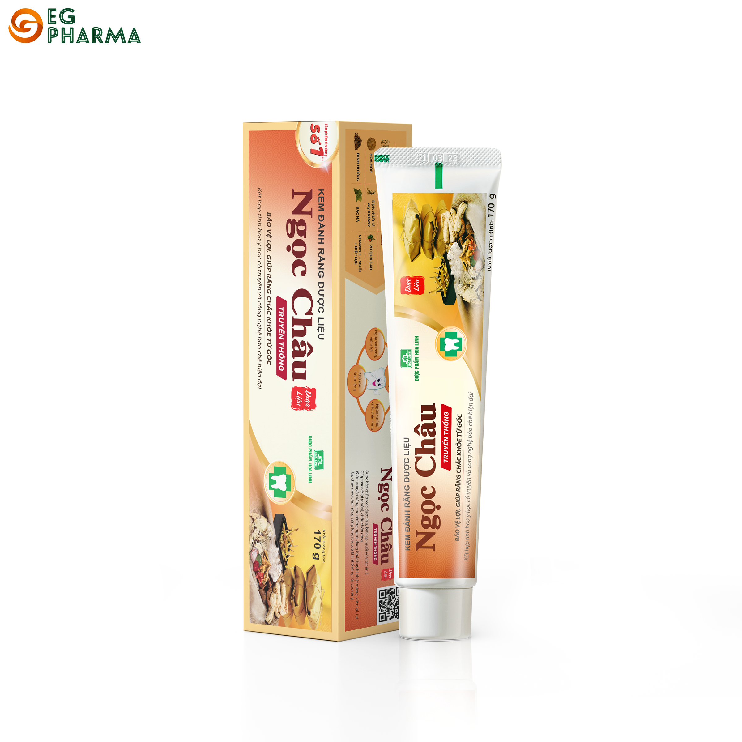 Kem đánh răng dược liệu Ngọc Châu truyền thống giúp làm trắng răng, tuýp 170gr - NC1-01