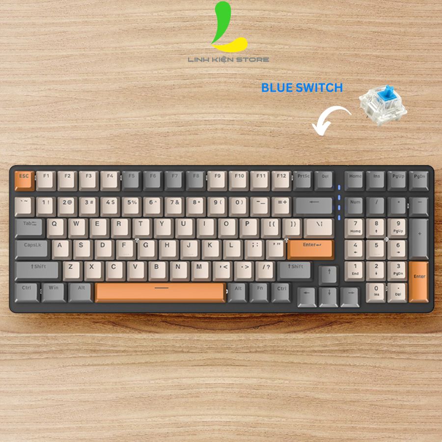 Bàn phím cơ ZIYOULANG K6 cao cấp - Phím cơ gaming 100 phím trục cơ kết nối bluetooth và USB, tuổi thọ 50 triệu lần bấm - Hàng nhập khẩu