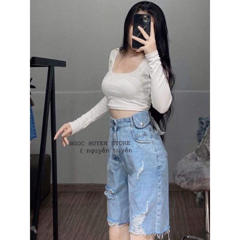 quần ngố nữ rách ️ (MUA 2 GIẢM 9K) quần ngố jeans ,bắp túi
