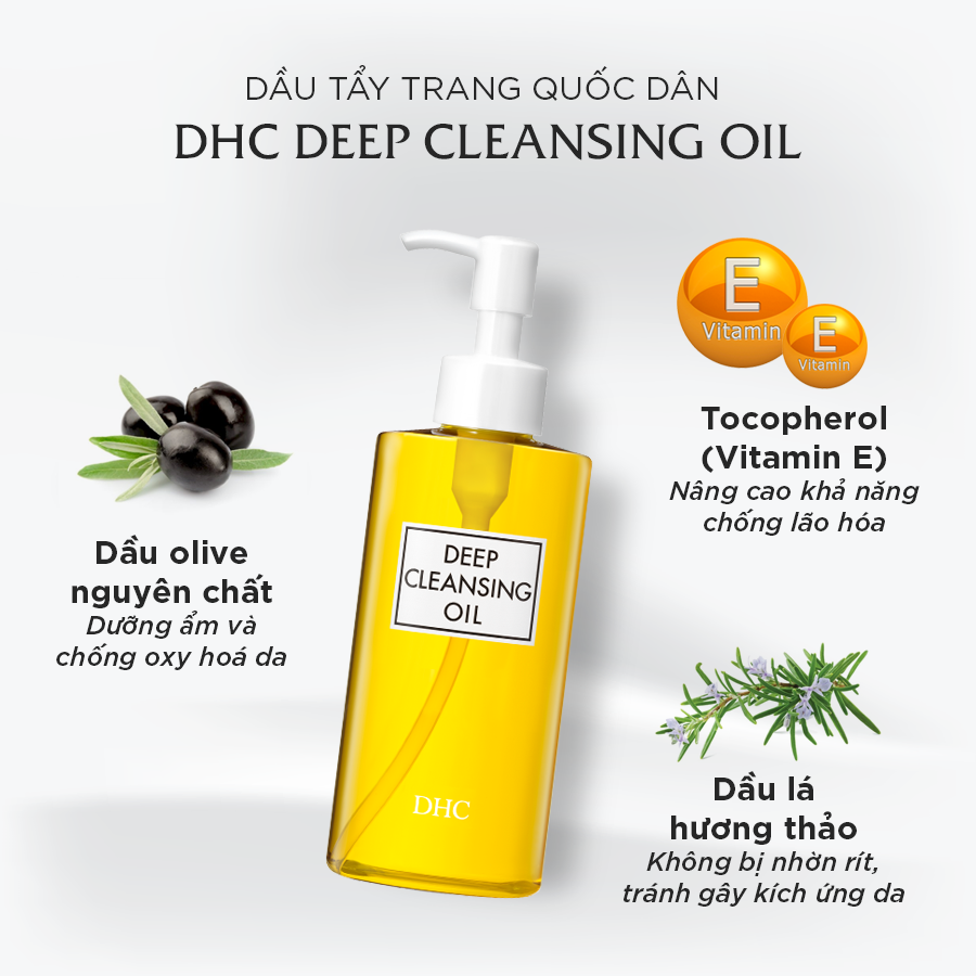 [DHC] Dầu Tẩy Trang Olive Từ Thiên Nhiên Lấy Đi Bụi Bẩn Và Lớp Trang Điểm Nhẹ Dịu Cho Làn Da Deep Cleansing Oil 200ml