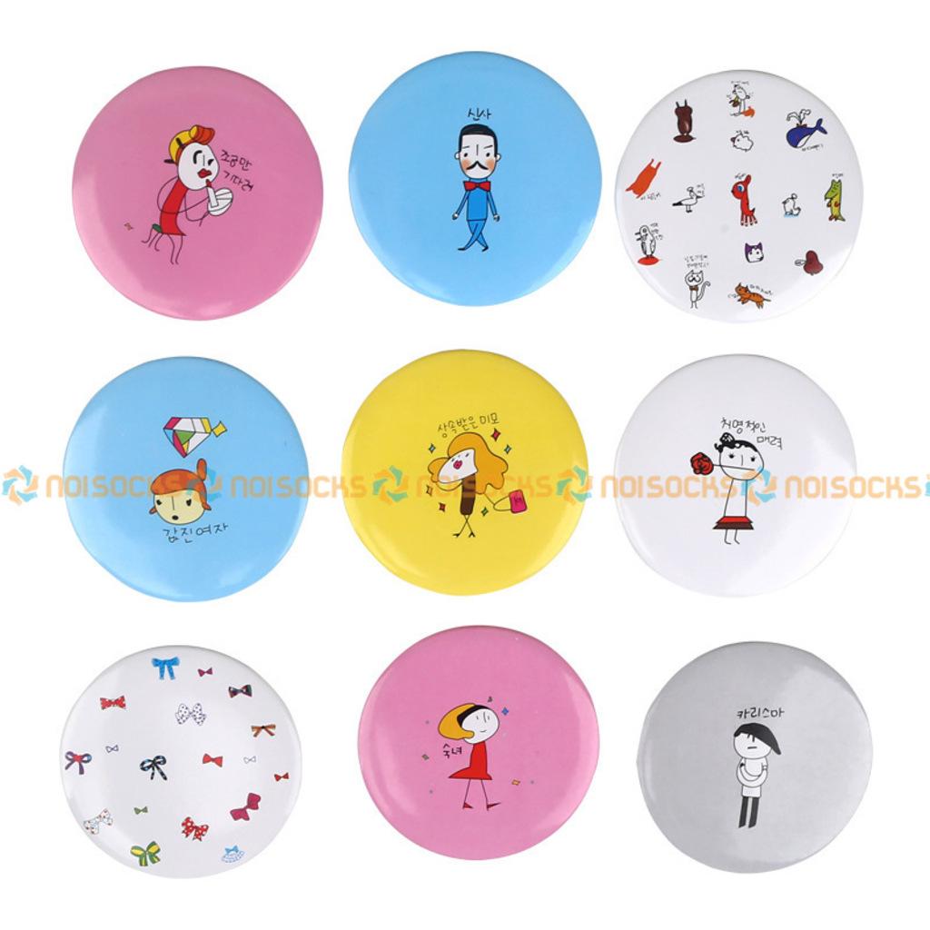 Gương trang điểm mini, gương tròn bỏ túi siêu cute Họa Tiết Hoạt Hình, nhiều mẫu, viền kim loại