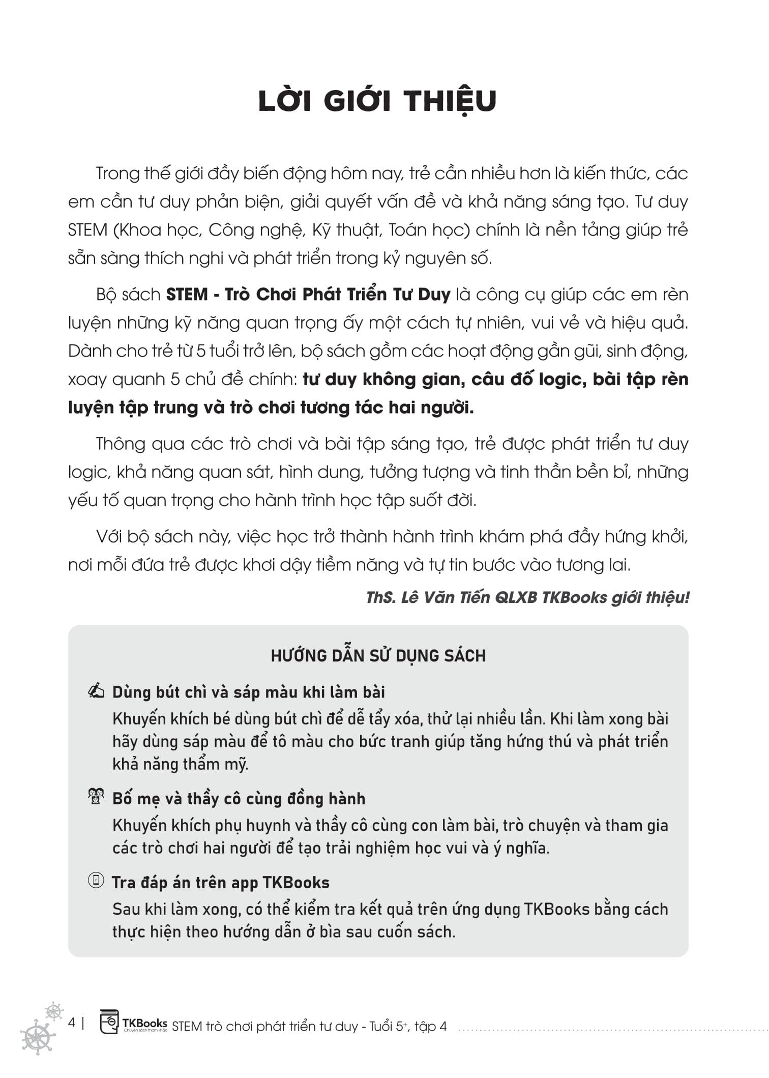 Sách - STEM Trò Chơi Phát Triển Tư Duy - Tuổi 5+ - Tập 4