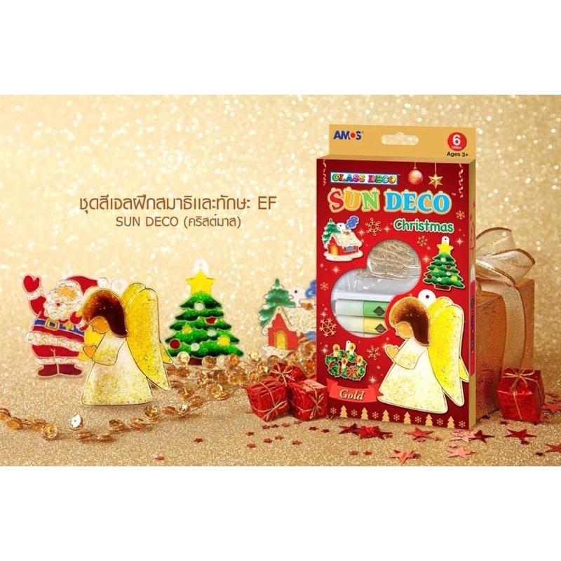 Hộp Bút vẽ trang trí trên kính nhập khẩu Hàn Quốc AMOS Sundeco Christmas SD10P6-CH - Chủ đề Noel