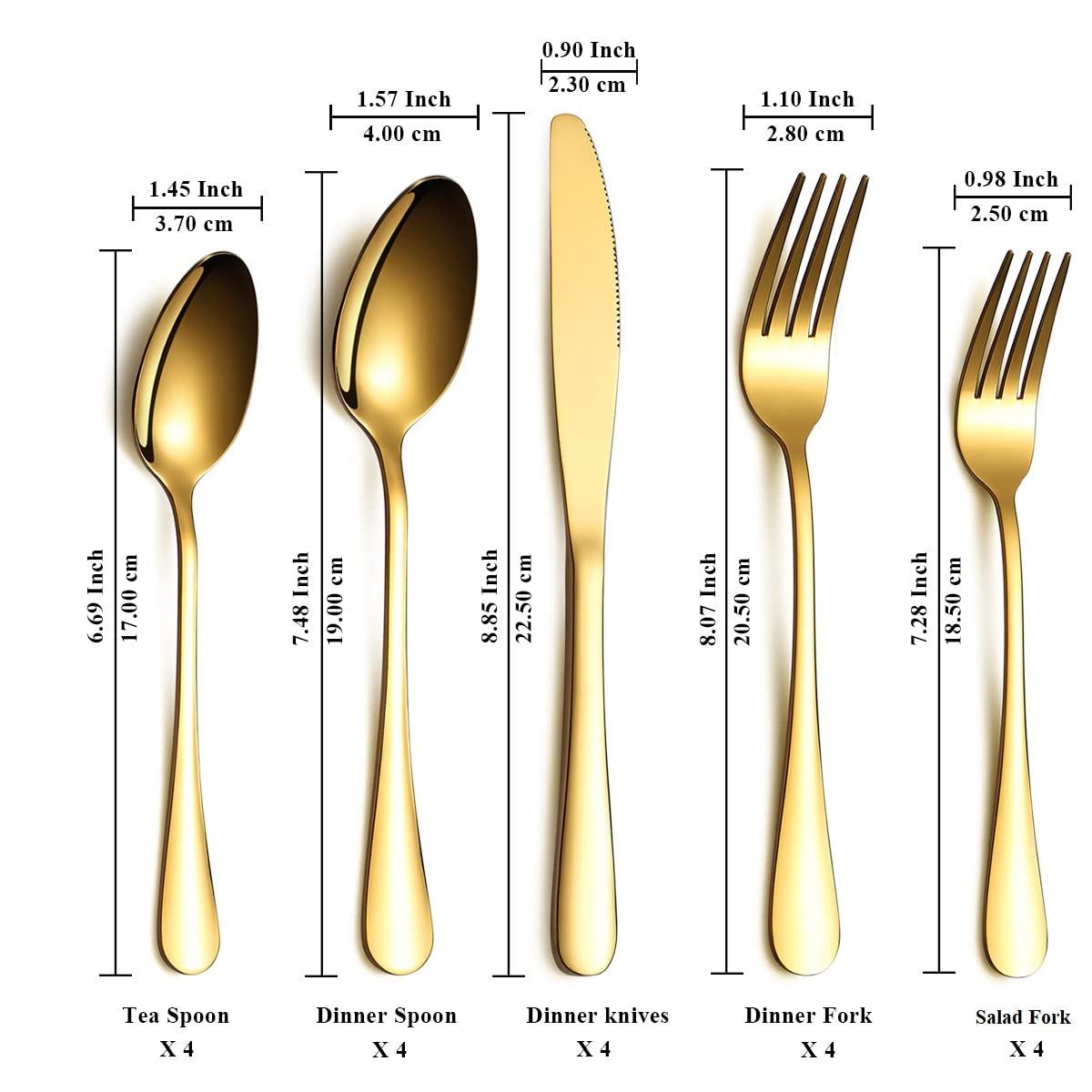 BỘ SET DAO MUỖNG NĨA CHO 4 NGƯỜI PHONG CÁCH CHÂU ÂU CAO CẤP FLATWARE LUXURY GOLDEN (20PCS BOX)