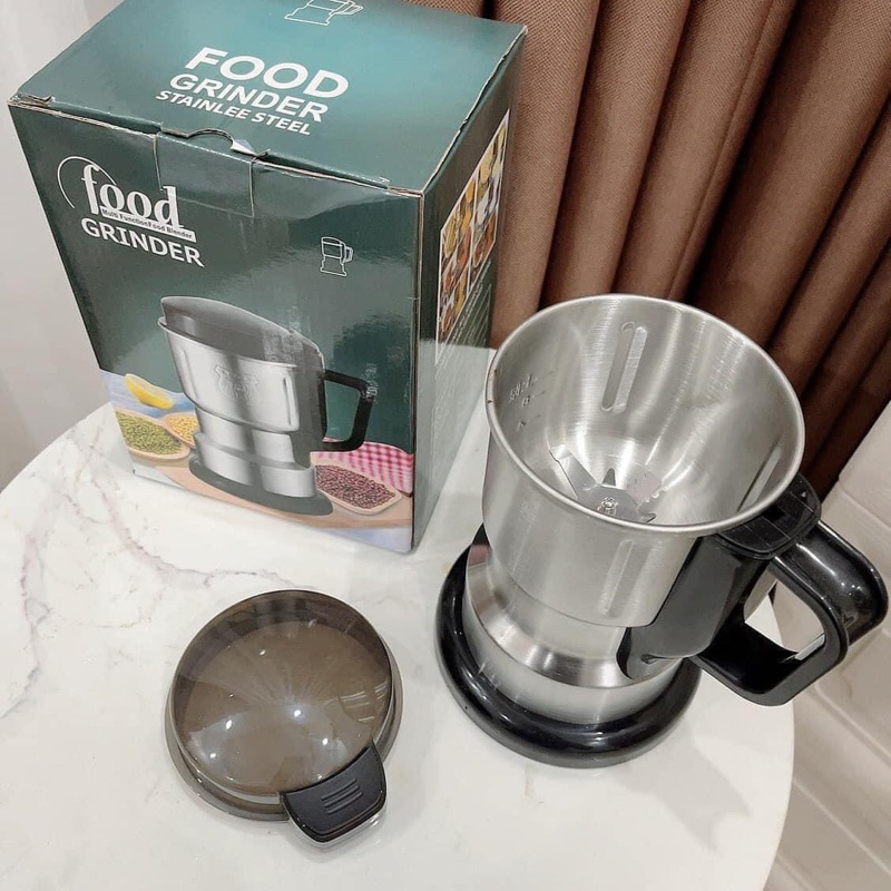 Máy Xay Hạt Tiêu Hạt Cafe Hạt Khô Gia Vị Đa Năng Công Suất 250w 8 Lưỡi Dao Cực Bén Chất Liệu Cối Inox - Hàng Nhập Khẩu