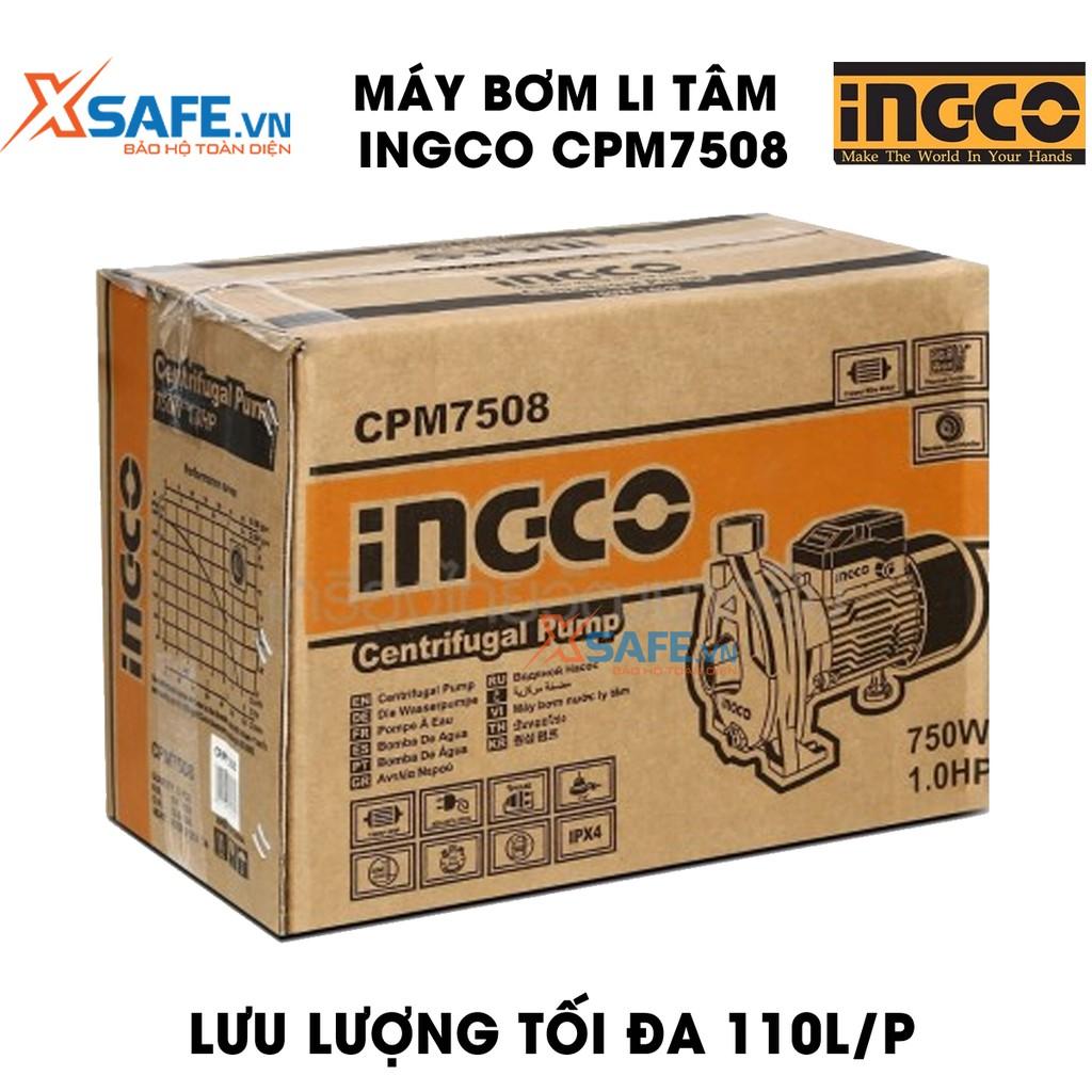 Máy bơm li tâm INGCO CPM7508 công suất 750W(1HP) - Có chiều cao bơm tối đa 30m, độ hút sâu tối đa 8m - Chính hãng