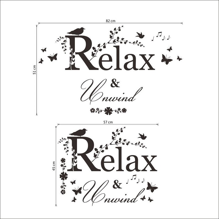 Decal dán tường chữ relax and unwind truyền năng lượng tích cực
