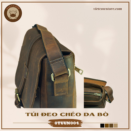 Túi Đeo Chéo Tablet Da Bò Sáp, Túi Đeo Chéo Da Bò Thời Trang VietCow_0TUUN004