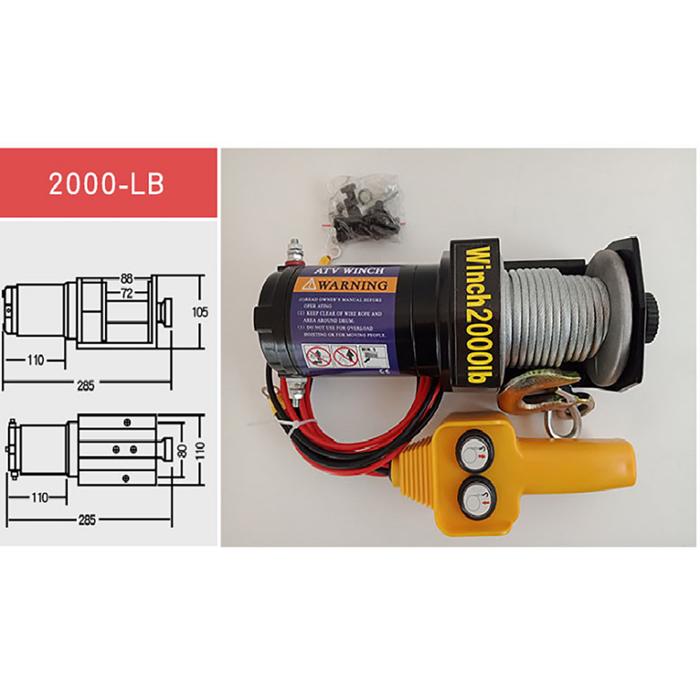 Tời Cứu Hộ Ô Tô ABG 12V 2000 LBS - Hộp Số 4 Cấp, Độ Bền Cao, Tời Ắc Quy Tuyệt Đối An Toàn Khi Sử Dụng, Thiết Kế Chuyên Dụng - Hàng Chính Hãng 