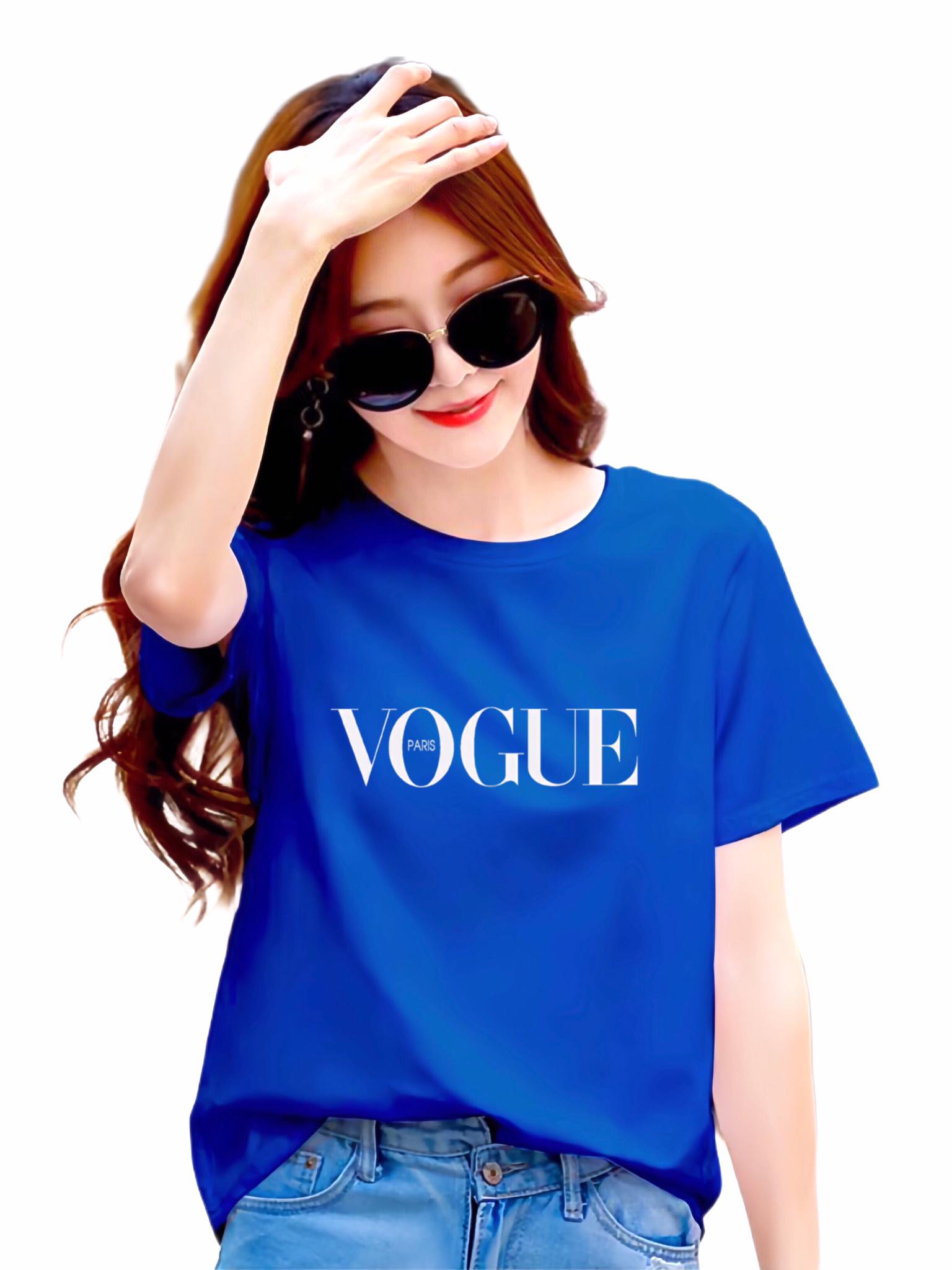Áo thun nữ cổ tròn form rộng thun cotton 4 chiều phong cách Hàn Quốc in chữ Vogue ( ANU018 )
