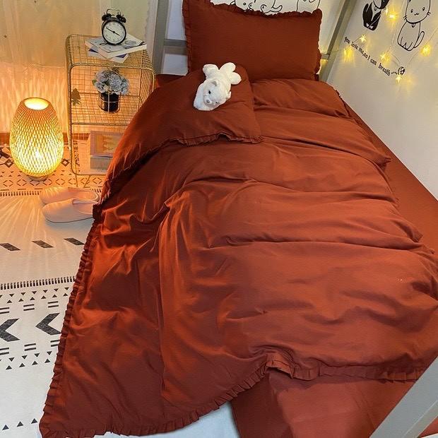 Bộ 4 Món Chăn Ga Gối COTTON TC Viền Bèo Sang Chảnh 2020