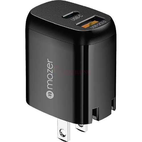 Cốc sạc Mazer SuperMINI 20W US Foldable Wall Charger USB-C USB-A QC3.0 M-GAN20US-V2-BK - Hàng chính hãng