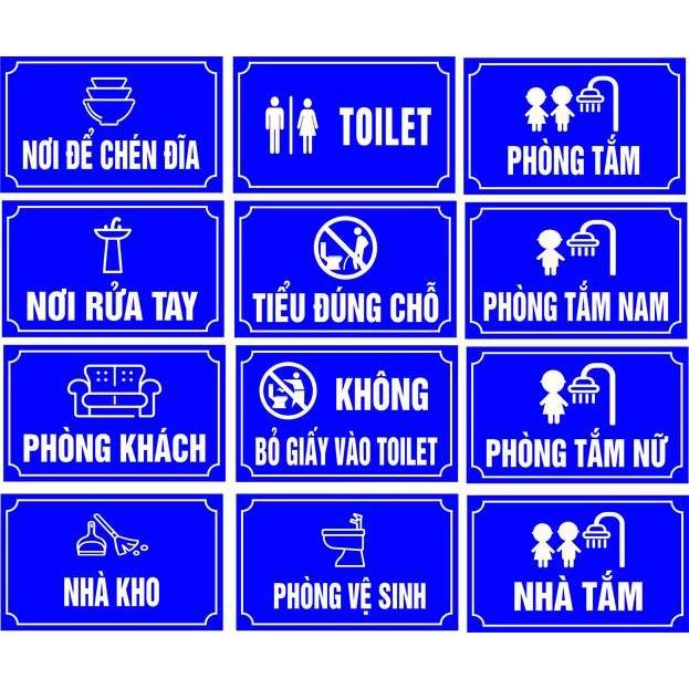Decal dán, bảng mica phòng tắm, nhà vệ sinh, phòng bếp, lối đi, phòng sinh hoạt....