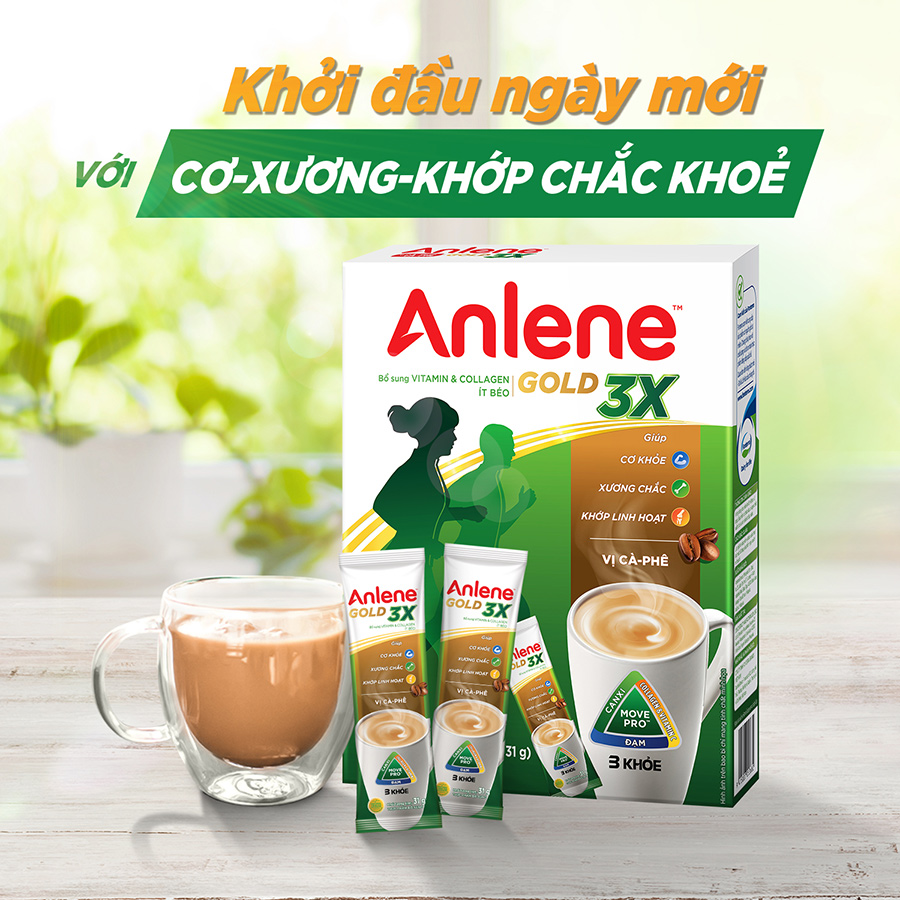 Combo 3 Sữa Bột Anlene Gold 3X vị Cà phê (Hộp giấy 280g)