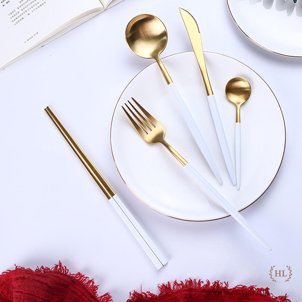 ĐŨA - SÚP - NĨA INOX CAO CẤP KHÔNG MÒN | SET THÌA NĨA INOX PHONG CÁCH TÂN CỔ ĐIỂN HOME LUXURY DECOR XANH TRẮNG