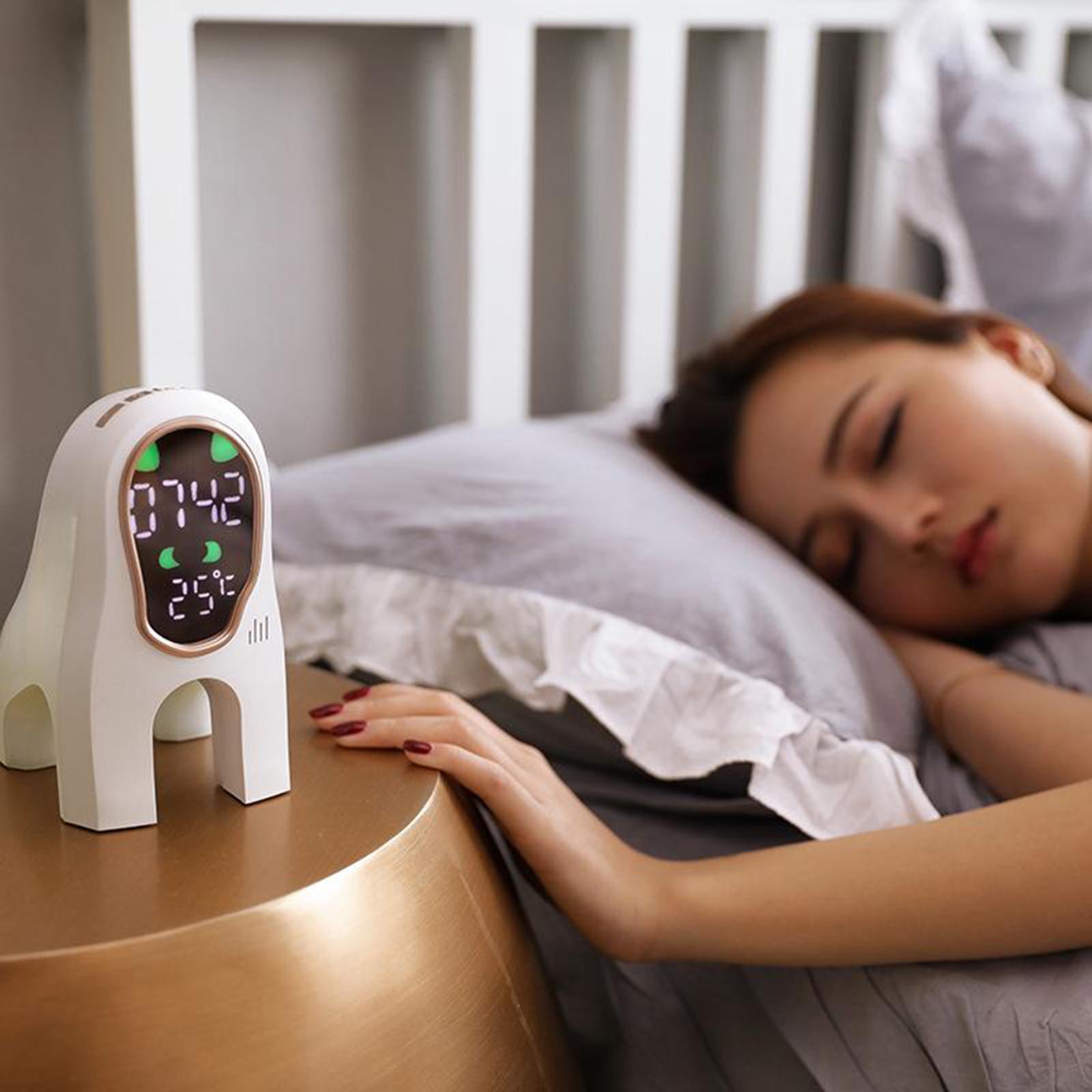 LED Digital Alarm Clock Snooze 12/24Hr Weekend Mode USB Nightlight White