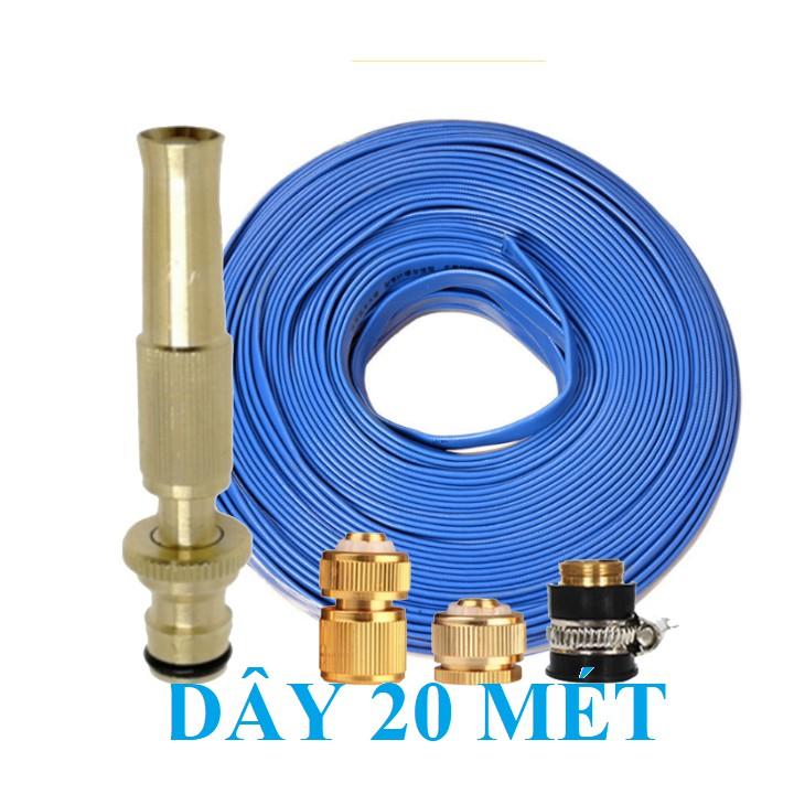 Bộ dây vòi xịt nước rửa xe, tưới cây . tăng áp 3 lần, loại 20m 206701 đầu đồng,cút đồng,+ tặng mở chai