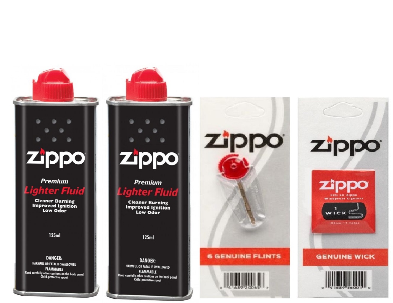 Bộ 2 bình Xăng 125ml+Đá+Bấc Zippo