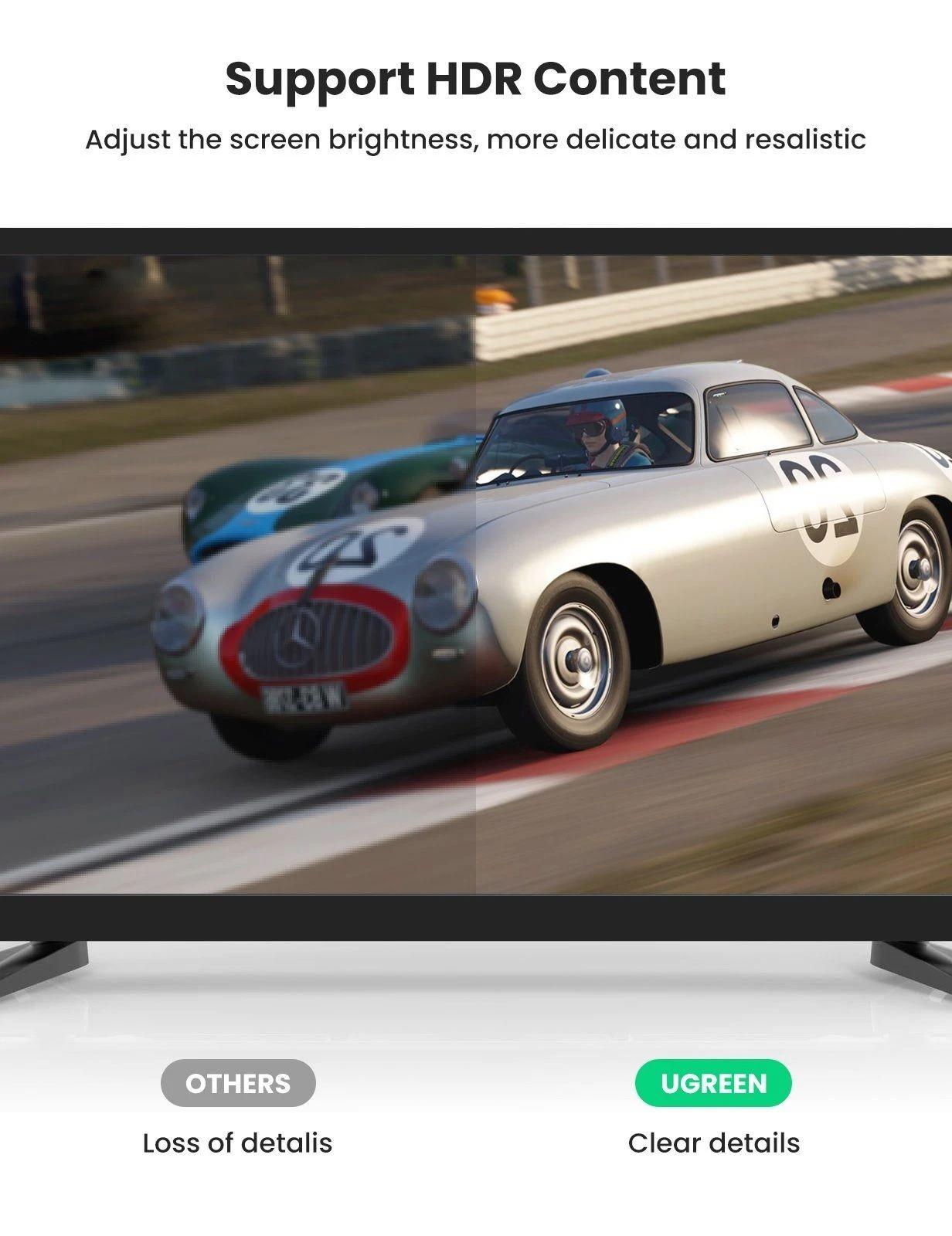 Ugreen UG80390DP114TK 1m 8K 1.4 màu đen cáp dp ra displayport hợp kim bọc lưới chống nhiễu - HÀNG CHÍNH HÃNG