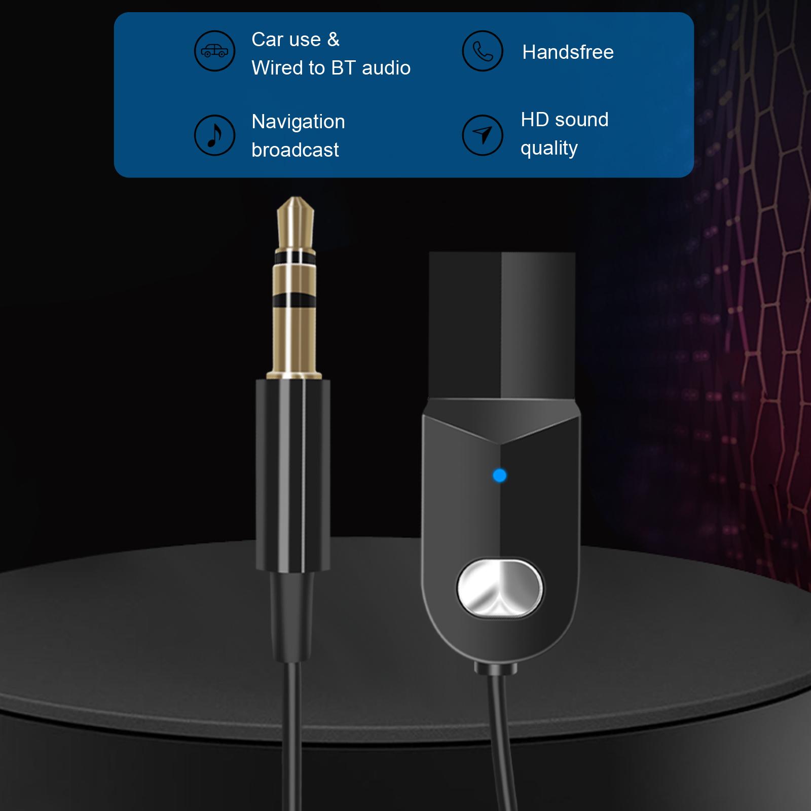 Bộ chuyển đổi âm nhạc không dây rảnh tay với micrô 3.5mm AUX Jack USB được hỗ trợ