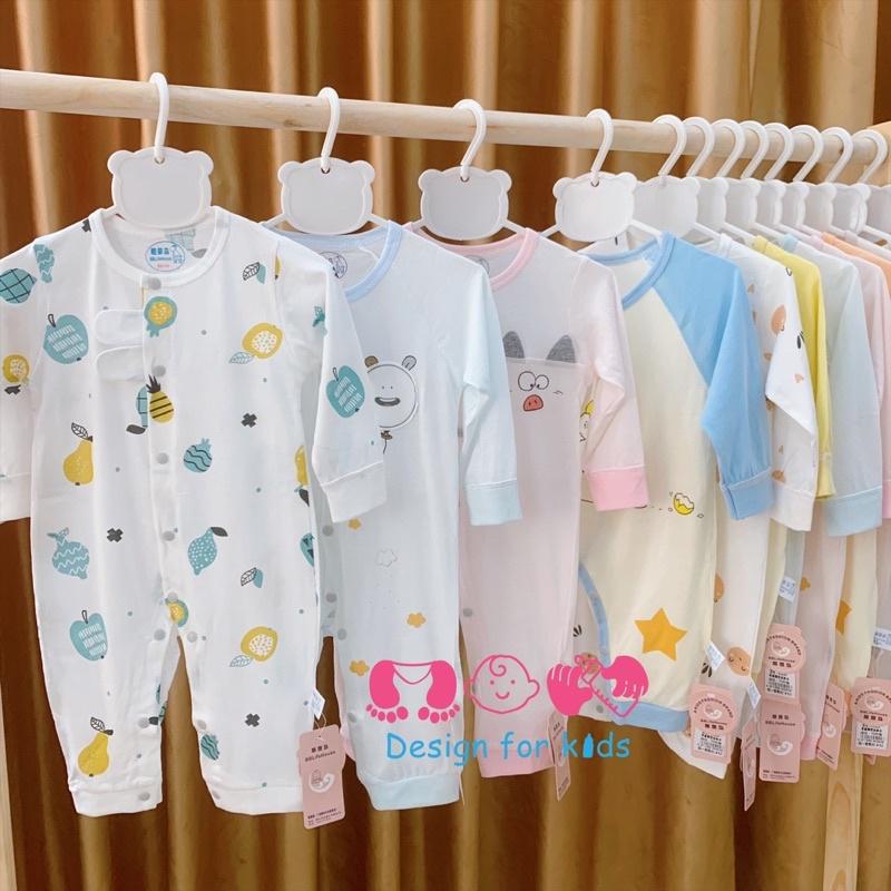 (Link 1) Bodysuit cho bé, body dài tay không tất chân (mặc nằm điều hòa), vải cotton mềm mát cho bé trai và bé gái