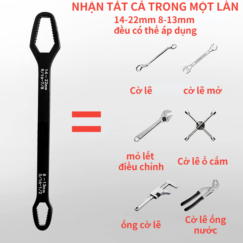 Cờ lê Torx đa năng Tự siết Cờ lê điều chỉnh đa năng hai đầu đa năng 8-22mm