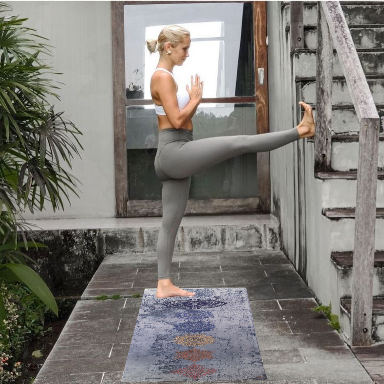 Thảm tập yoga chính hãng Yvonne, Chakra Vintage (TẶNG KÈM 3 PHẦN QUÀ), dày 6mm bề mặt nhám, siêu bám, chống trơn trượt, ưa mồ hôi