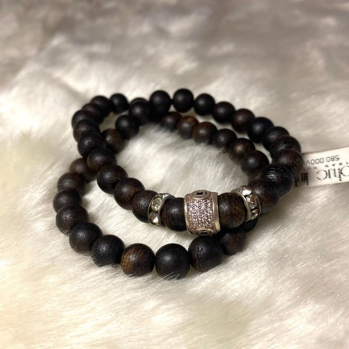Vòng Tay Trầm Mix Charm Bạc PHÚC LINH