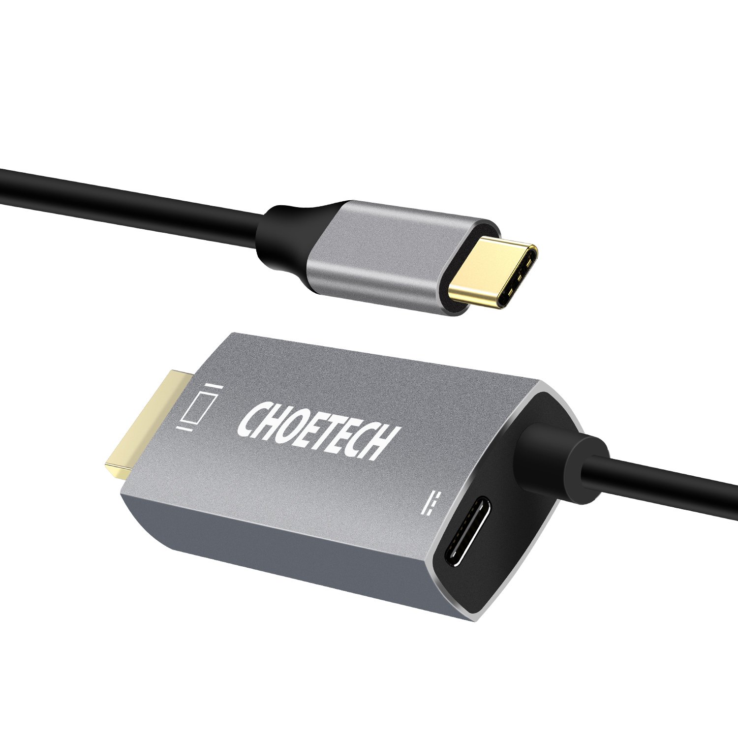 Đen - Dây cáp sạc nhanh CHOETECH M180 chia cổng đa năng PD Type-C thành cổng Type-C PD 3.0, cổng HDMI chuẩn 4k dài 180cm cho Macbook Pro / Smartphone - Hàng chính hãng