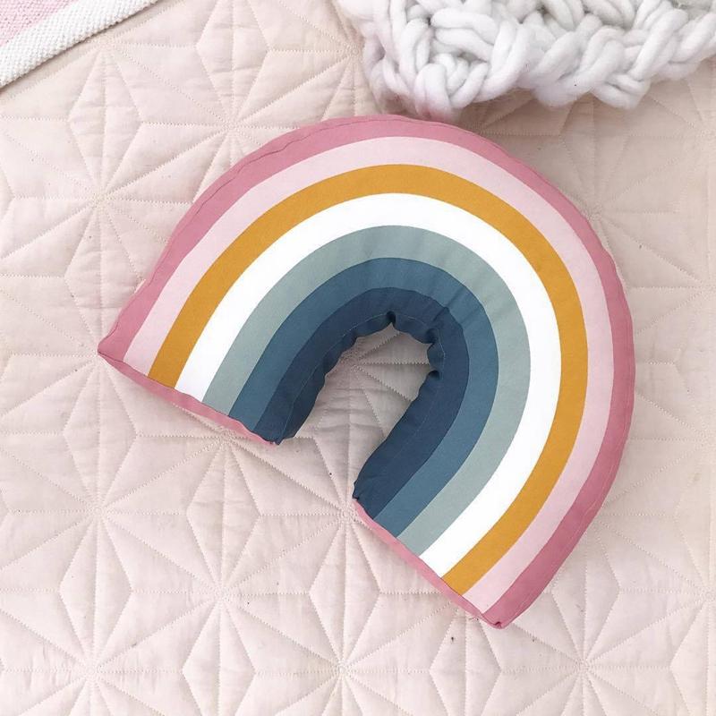 In hình Siêu Mềm Rainbow Sofa Giường Phòng Trẻ Em Gối CHỮ U, Gối Tựa Lưng Ô Tô Mềm Thú Nhồi Bông Trẻ Em Ngủ gối