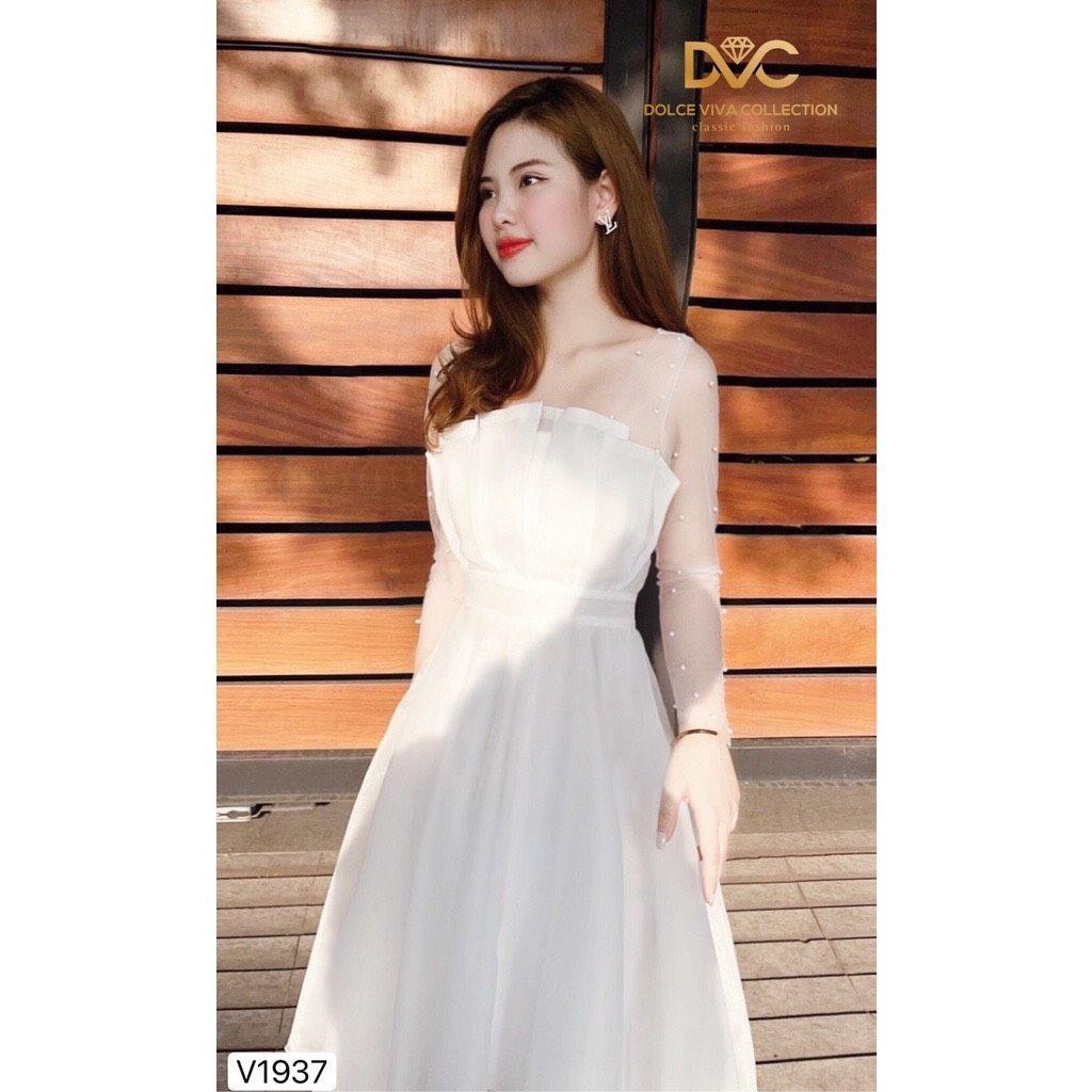 ĐẦM TIỆC PHỐI TAY LƯỚI ĐÍNH NGỌC, MẶC CỰC XINH VÀ SANG, FORM XOÈ TÔN DÁNG
