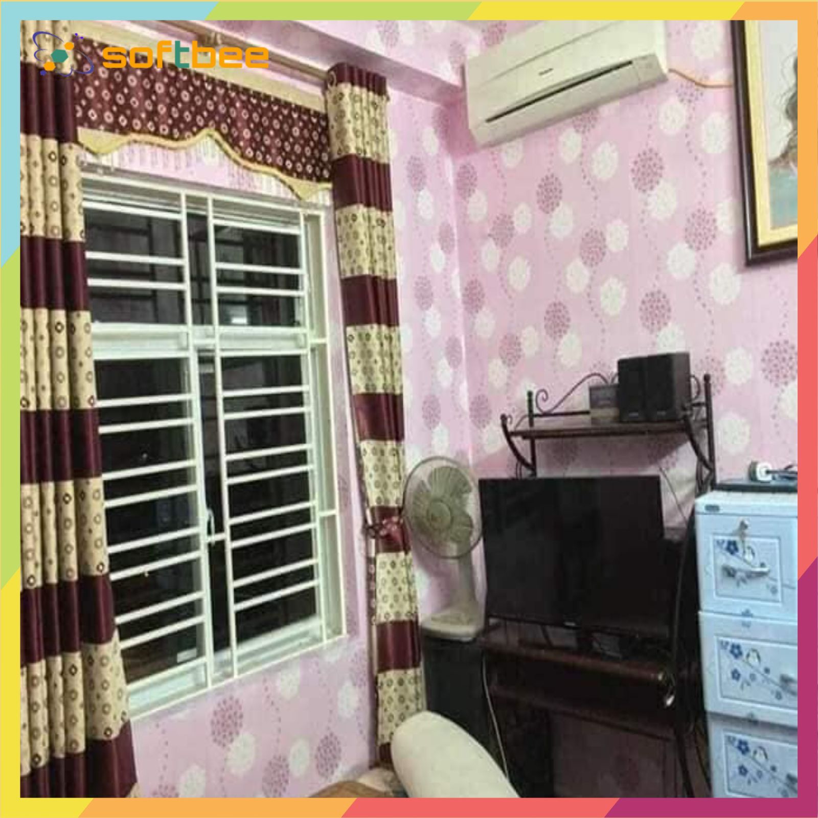 Giấy dán tường chất liệu decla chống nước, in hình hoa cẩm tú cầu hồng, kích thước 0.45m x 10m / cuộn