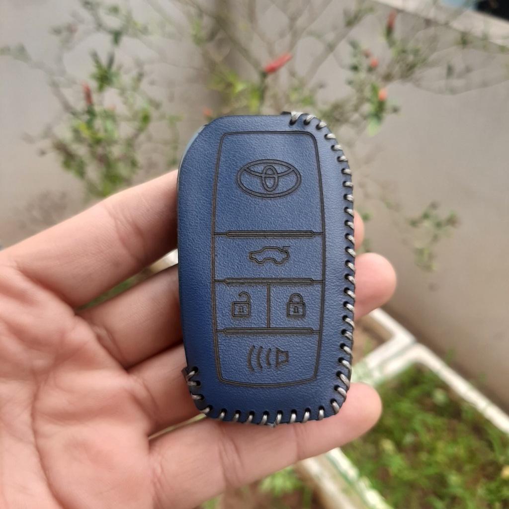 Bao da chìa khóa chìa độ Toyota, da thật bảo hành 2 năm, khắc tên và số đt chủ xe,đen chỉ đen