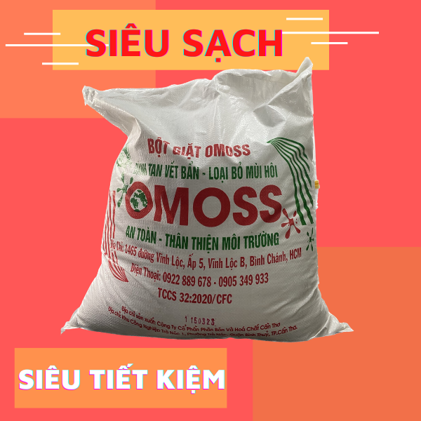 bột giặt Omoss bao 25kg. Đánh bay vết bẩn, bảo vệ da tay, dùng cho giặt máy và giặt tay. Tiết kiệm cho gia đình bạn