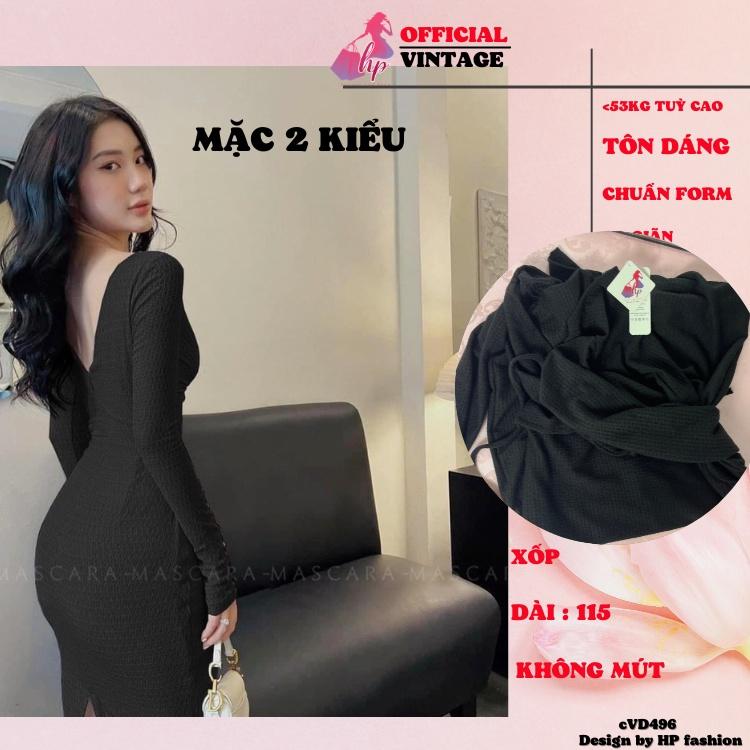 Đầm body nữ, váy dáng dài sang chảnh tôn dáng màu đen VD495