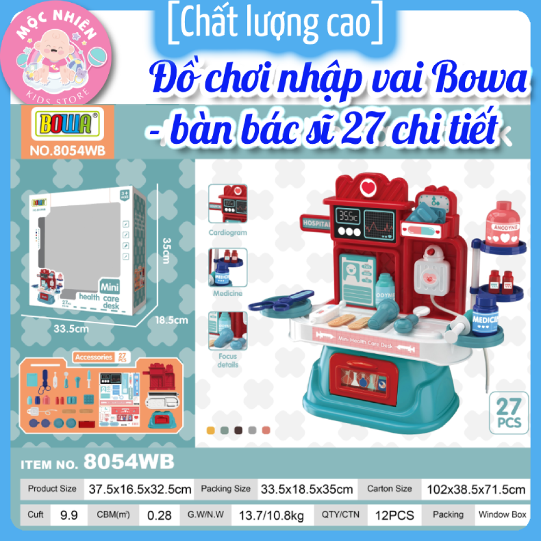 Đồ chơi nhập vai Bowa 8054 - Bàn bác sỹ 27 chi tiết