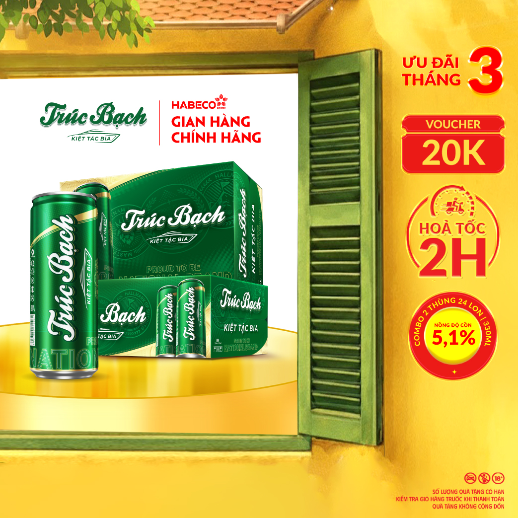 Combo 2 Thùng Bia Trúc Bạch - Thùng 24 lon 330ml