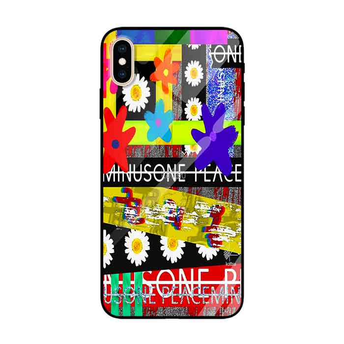 Ốp lưng kính cường lực cho iPhone Xs Max Nền Họa Tiết Hoa Cúc Zigzag - Hàng Chính Hãng
