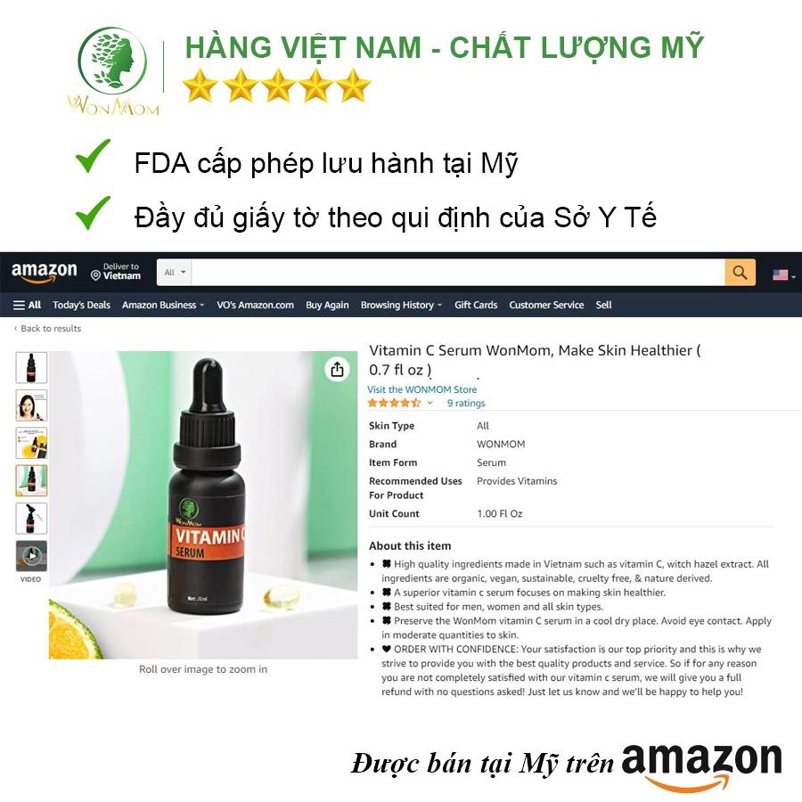 Serum Vitamin C Giúp Trắng Hồng, Tái Tạo Da Mặt Wonmom 20ml