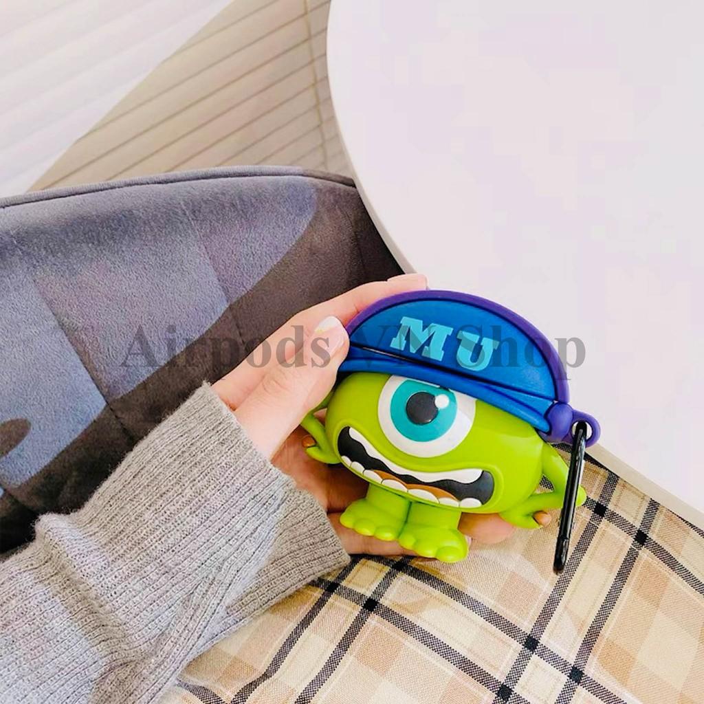 Bao Case Ốp dành cho Airpods 1/2 & Airpods Pro Monster mike xanh kute silicon cao cấp
