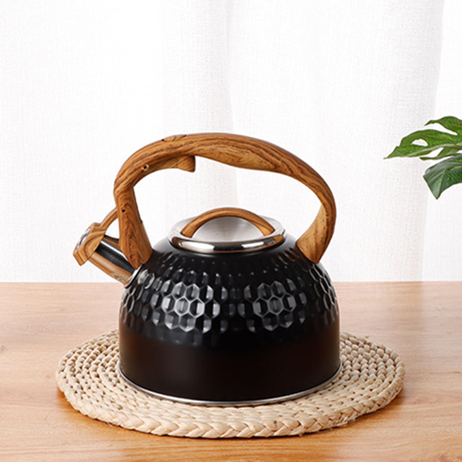 2500ml Black Stainless Steel Tea Pot Whistling Kettle for Electric Cooktop