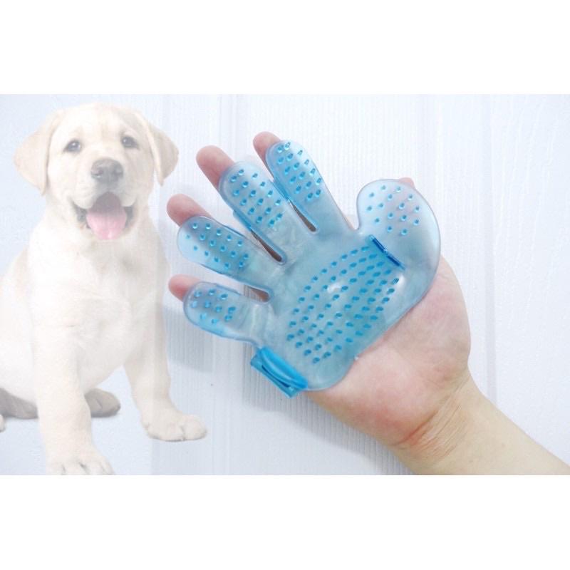 Găng tay tắm chó mèo (silicon) chải lông gỡ rối đánh bông lông - Bàn tay nhựa
