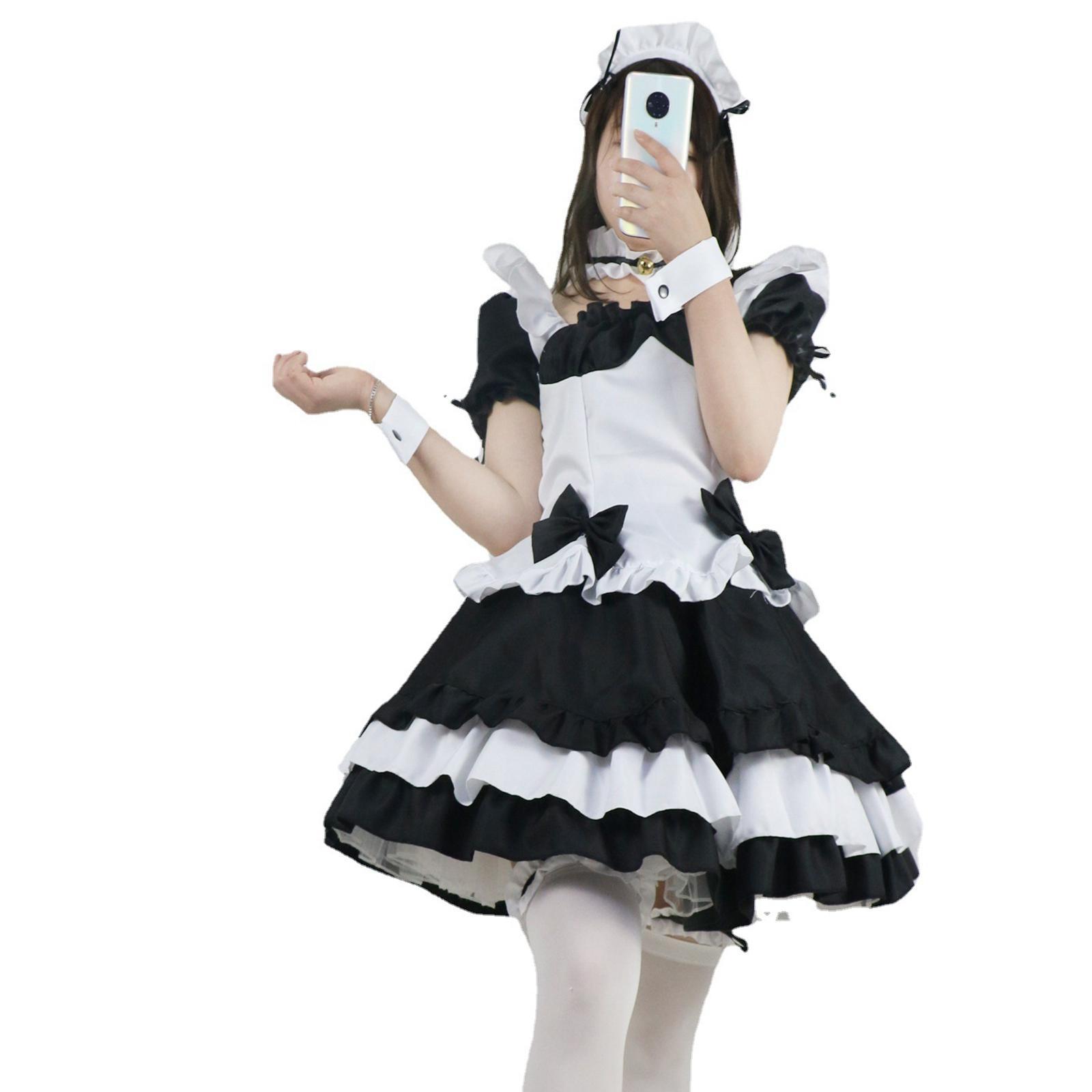 Classic Maid Costume with Apron Lolita Anime Cosplay for Halloween