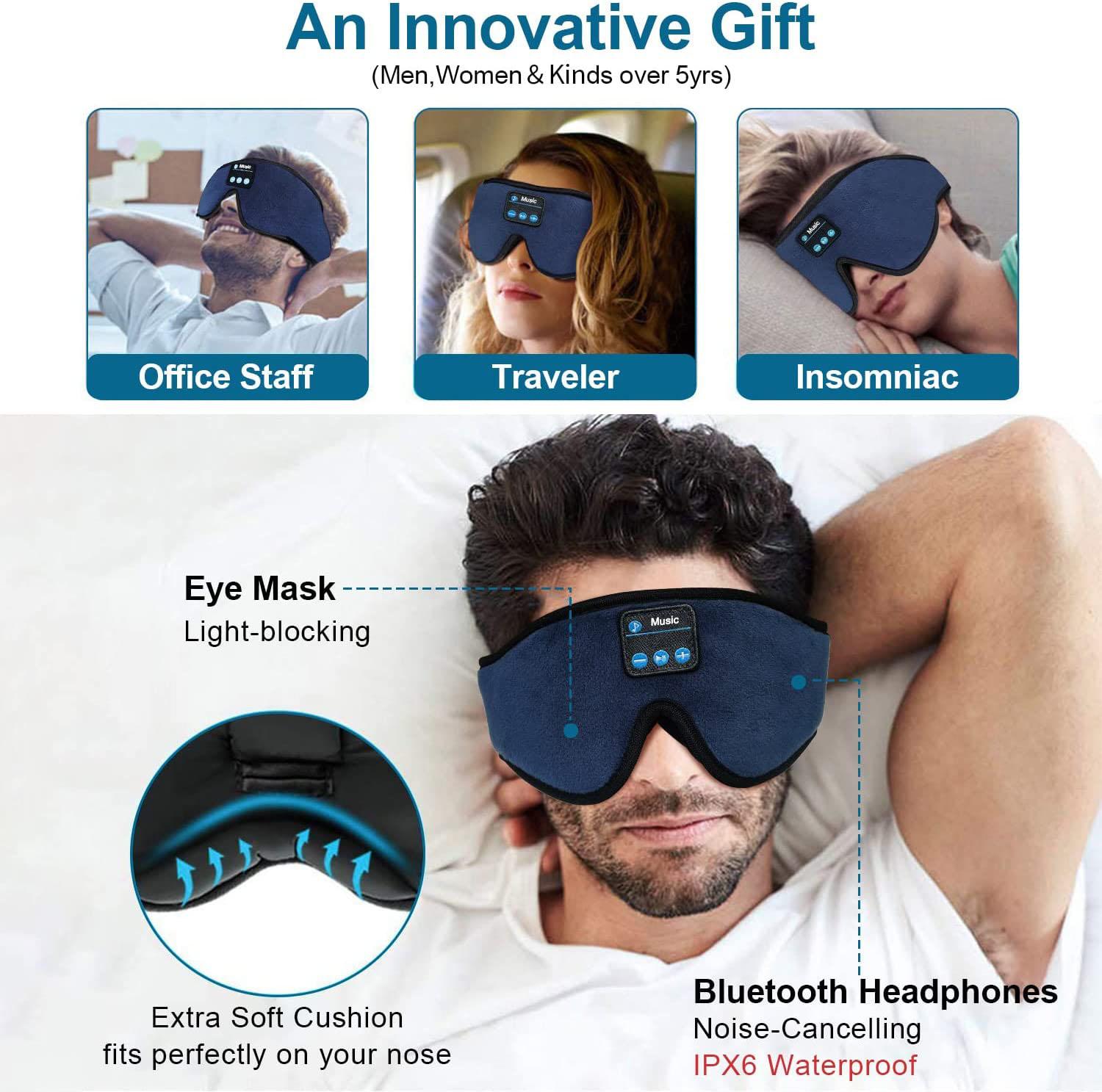 Tai nghe giấc ngủ 3D Bluetooth 5.0 Bang không dây Đồ trang trí mặt nạ thoáng khí cho mắt để ngủ ở phía quà tặng