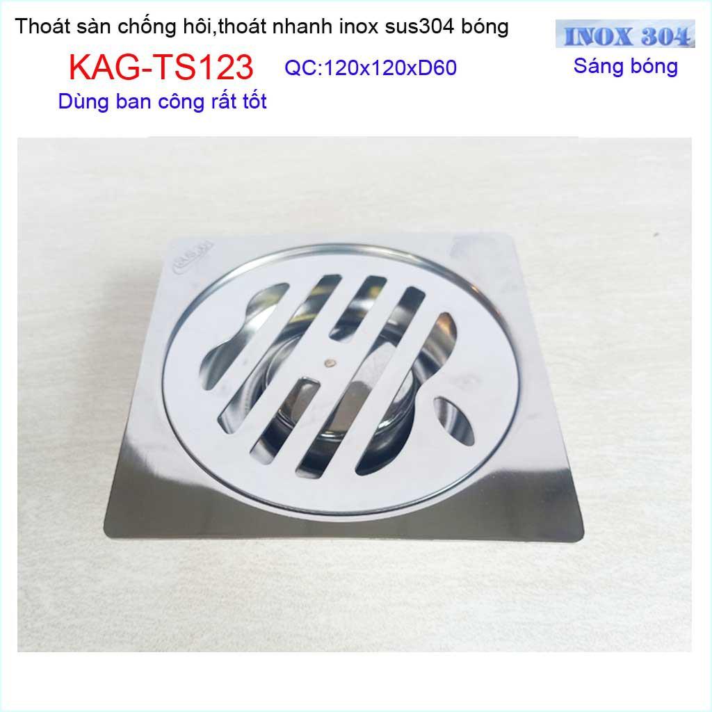 Thoát sàn quả Táo KAG-TS123 , phễu thoát sàn vuông 12x12cm D60, phễu thu nước SUS304 thoát nhanh chống hôi tốt
